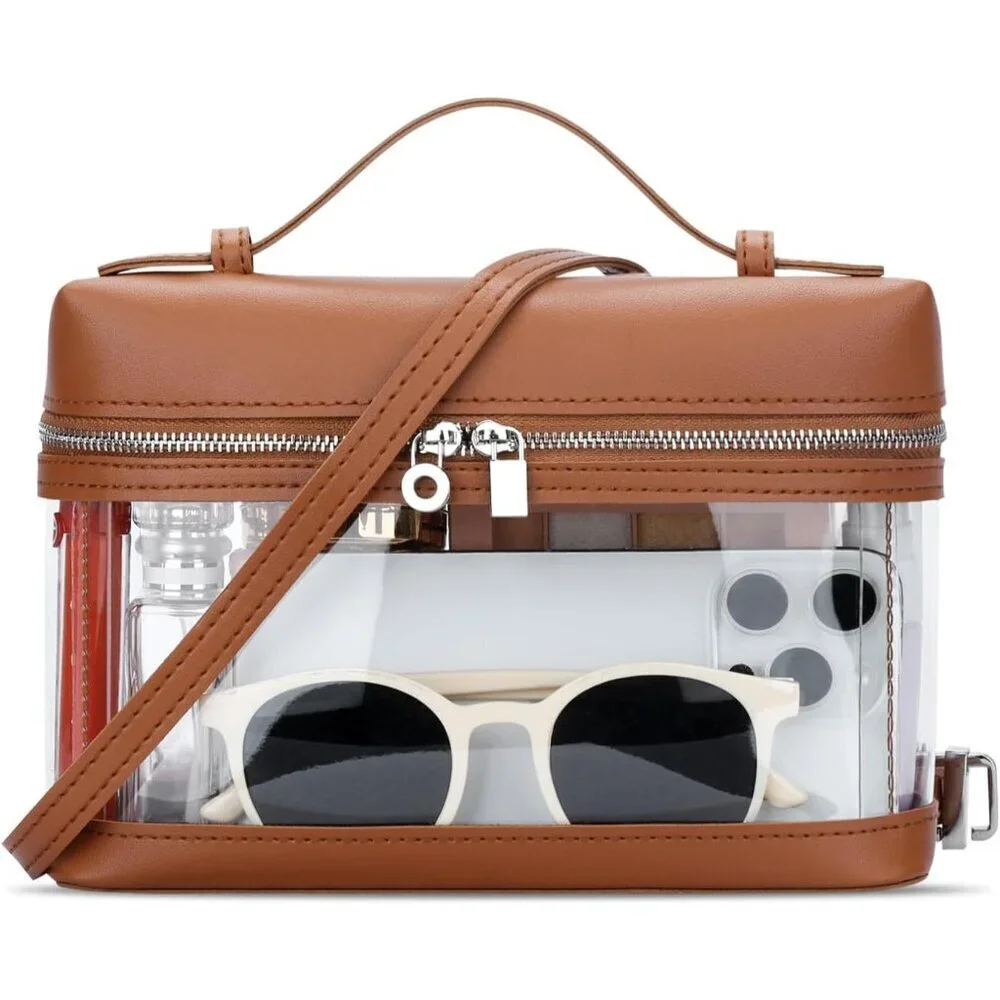 Clear Crossbody Bag Women Vegan Leather Stadium Approved for Concerts Sports